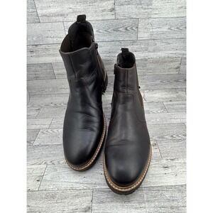 Bullboxer Men Dark Brown Leather Chelsea Boots Side Zip Lug Sole Size 10